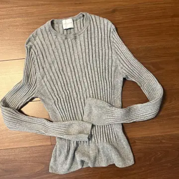 UNITED ARROWS 그레이 리브 긴팔 스웨터 캐시미어 코튼