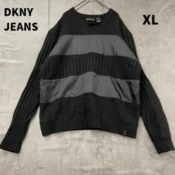 DKNY JEANS 니트 XL 스웨터 이소재 믹스 개성적 [ 6803 ]