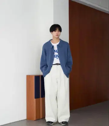 SINSS Shaggy knit polo cardigan M 사이즈 블루