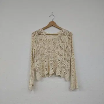 아이보리 시스루 레이스 니트