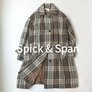 새상품급 Uby 스픽 앤 스팬 트위드 스텐카라 코트 롱 23aw