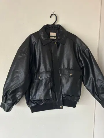 JaVa 블랙 가죽 자켓 Java 페이크 가죽 빈티지