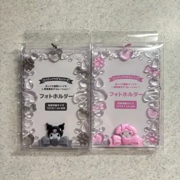 [ 미개봉 새상품 ] 사진 홀더 마이멜로디 쿠로미 L판 산리오 핑크 블랙