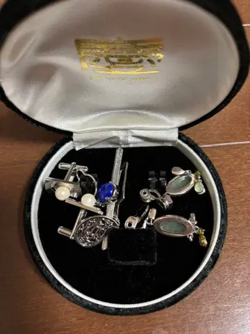 실버 넥타이핀 액세서리 세트 4점 세트 케이스 포함