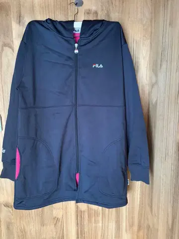 FILA 풀 지퍼 후디 블랙/핑크