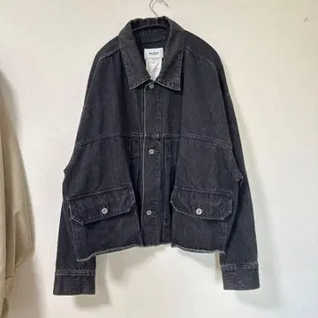 doublet cut off silk denim blouson