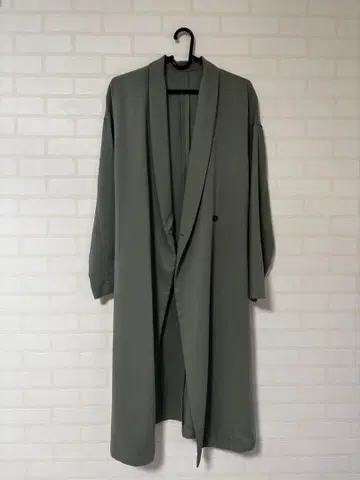 [ 인기 색상 ] SIMPlicite 노카라 롱 코트 톤 다운 그린