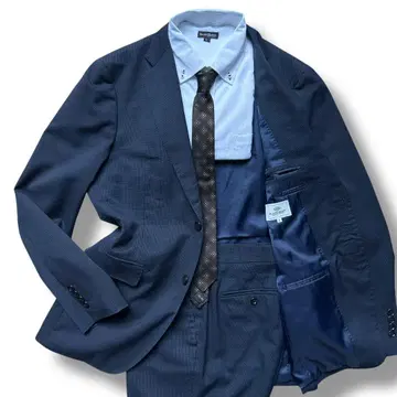 컨디션 최상 XL 상당 빔즈 수트 셋업 양모 워셔블 네이비