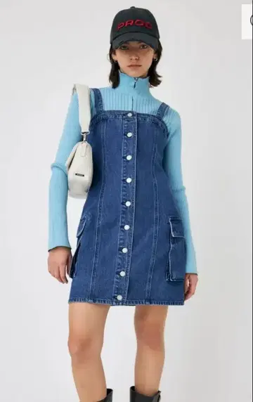 MOUSSY 데님 카고 미니 드레스