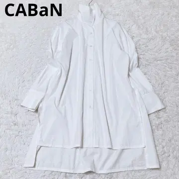 캬바쿠라 셔츠 블라우스 하이넥 롱 심플 키레메 캐주얼 일본