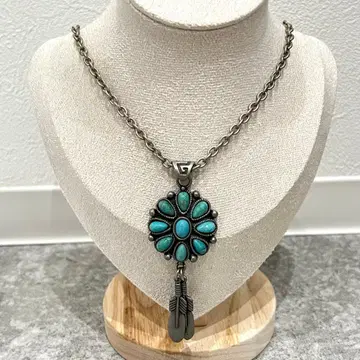 터콰이즈 실버 목걸이 플라워 디자인