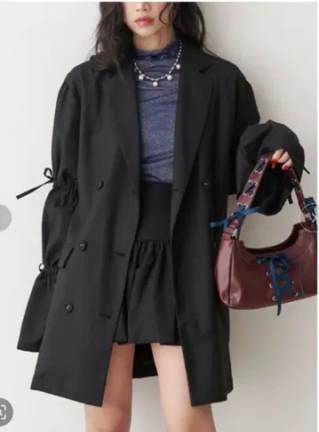 리본 슬리브 자켓 미니 원피스