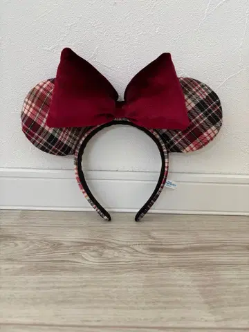 도쿄 디즈니 리조트 체크 무늬 머리띠 크리스마스 빨간색 체크 무늬 최신