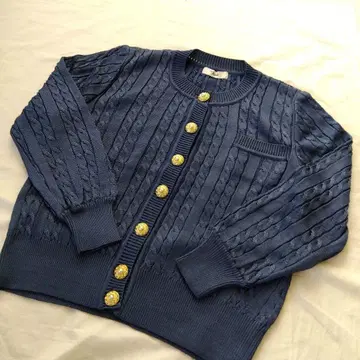 madam joconde 니트 가디건 골드 버튼 실크 100%