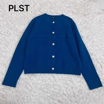 플라스테 사이즈 M 레이온 블렌드 펄 버튼 가디건 블루