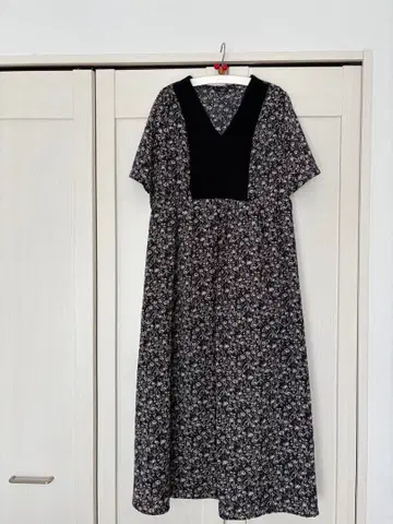 SHIPS 플라워 프린트 반팔 롱 원피스