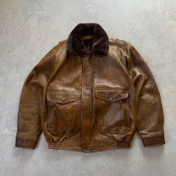 G-1 가죽 자켓 옷깃 보아 라이너 소가죽 브라운 일본제