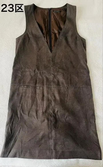 23구 V넥 오버롤 스커트 원피스 38 다크 브라운