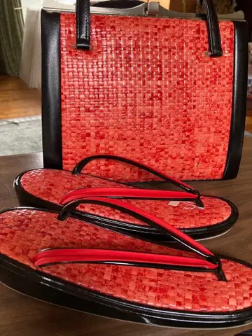 진홍색 일본 의류 백 조리 24.0 성인식 설날 결혼식