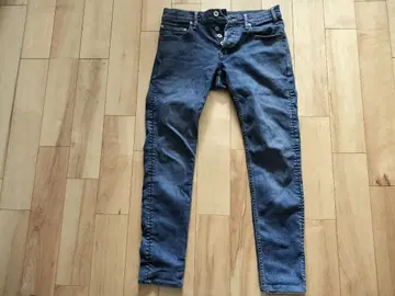 5351 POUR LES HOMME 소가죽 패치 페이드 가공 스키니진