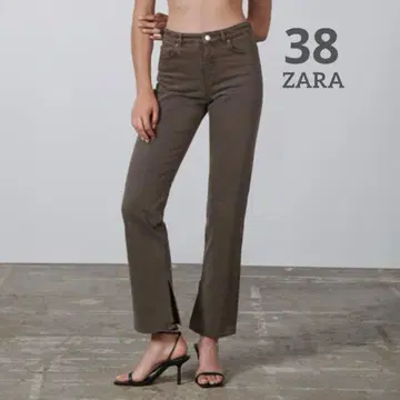 ZARA 하이라이즈 데님 팬츠 브라운 미사용 새상품 38