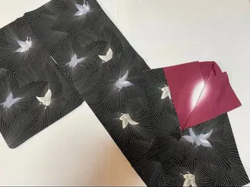 코몬 화학 섬유 이중 기모노 나비 블랙 베이스 새상품급