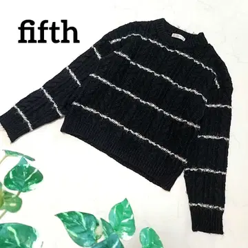 핍스 케이블 보더 니트 크루넥 스웨터 가을/겨울 블랙 모노톤