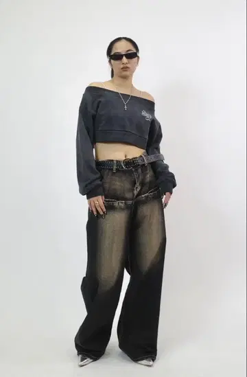 셋업 오프숄더 sloppy 숏팬츠