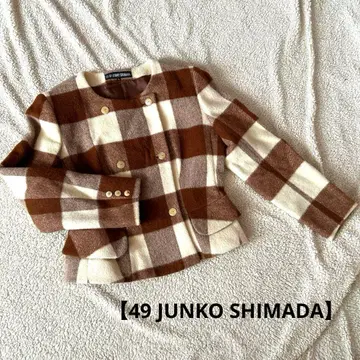 [ 49 JUNKO SHIMADA ] 모 100% 9호 코트 깅엄 체크