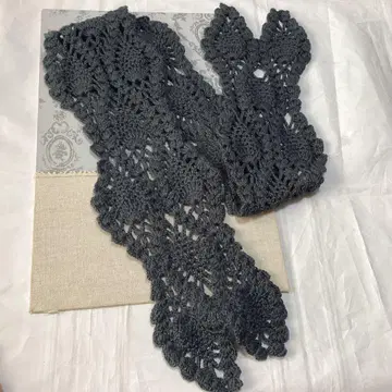 파인애플 짜임 울 스톨 짙은 그레이 레이스풍 스톨 파인애플 짜임 머플러