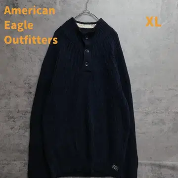 아메리칸 이글 하프 버튼 니트 XL 스웨터 와플 편직 [ 6804