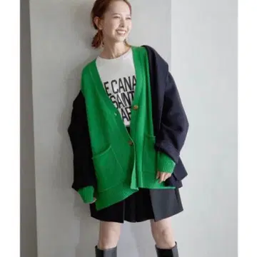 슬로브 이에나 니트 V넥 가디건 롱 가디건 스웨터