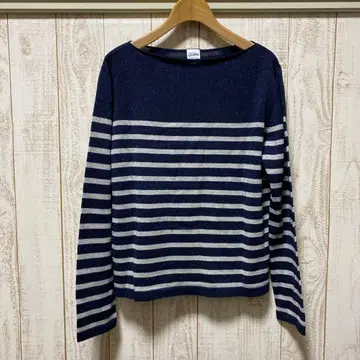 장 폴 고티에 블루 실버 보더 무늬 얇은 소재 니트 라메