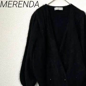 MERENDA 가디건 더블 버튼 V넥 볼륨 소매 울 혼방
