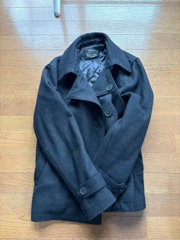 울 피 코트 블랙