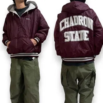 레어 80s 칼리지 나일론 하프 지퍼 풀오버 자켓