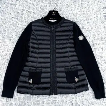 슈퍼 뷰티 노카라 다운 블루종 비쥬 레이스 42