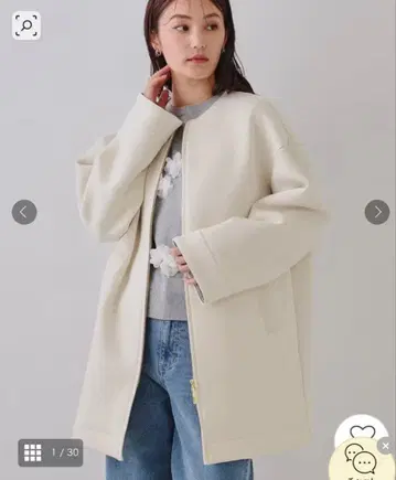 택 포함 새상품 오파크 클립 노카라 ZIP 미들 코트