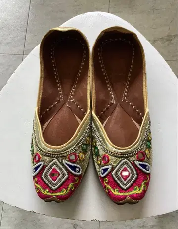 자수 장식 컬러풀 플랫슈즈