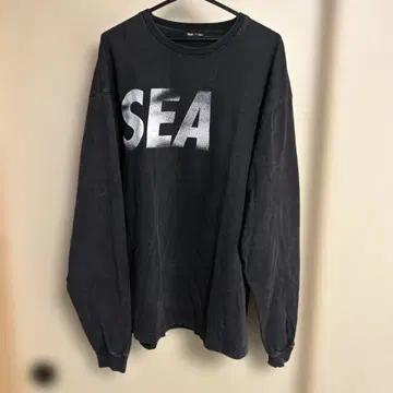 WIND AND SEA 롱T XL 피그먼트 다이 블랙 화이트