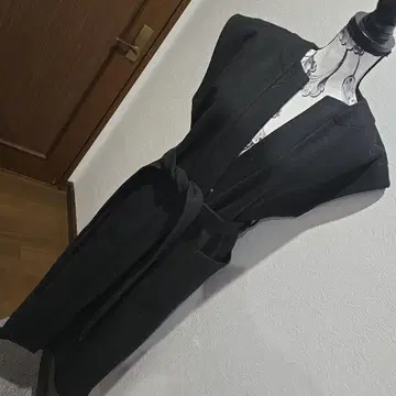 블랙 롱 베스트 허리 리본 포함