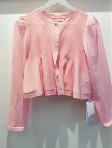 프레이아 아이디 핑크 퍼프 슬리브 가디건