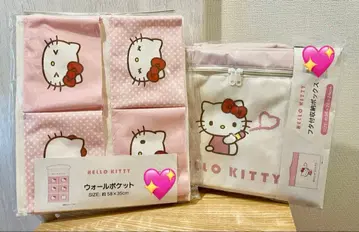 헬로키티 뚜껑 포함 수납 박스 월 포켓 핑크 세트 샹브르