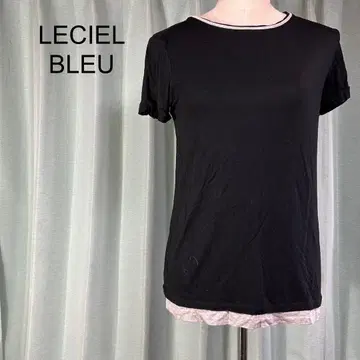 르쉘 블루 블랙 반팔 T셔츠 레이온 캐주얼 심플