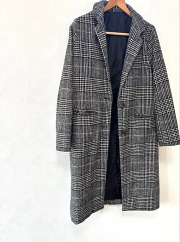 여성용 체크 무늬 체스터 코트