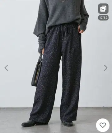 퓨어세신 pualcecin 네이비 도트 무늬 와이드 팬츠