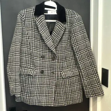 SLY 체크 무늬 더블 브레스트 자켓