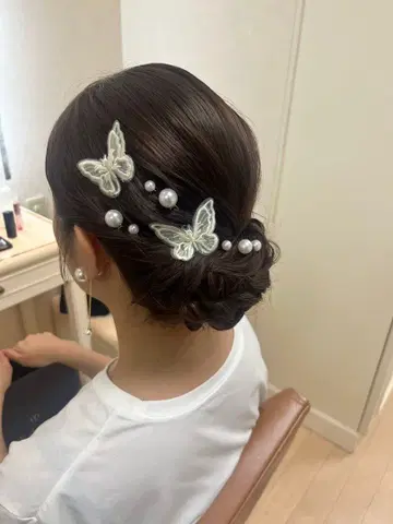 나비 핑 펄 핑 펄 귀걸이 결혼식