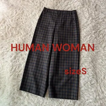 새상품급 휴먼 우먼 체크 무늬 울 팬츠 S