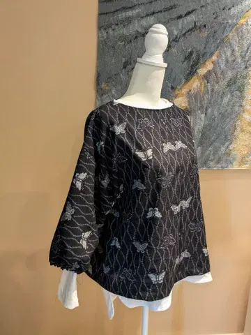 울 기모노 리메이크 7부 소매 블라우스 풀오버